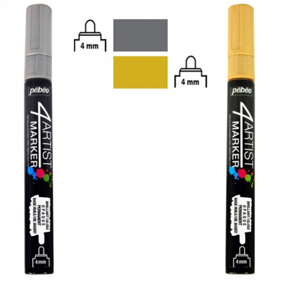 SET 2 COLOR GOLD & SILVER 4ARTIST MARKER 4 MM OIL-BASED PAINT MARKER SET 2 COLOR GOLD & SILVER 4ARTIST MARKER 4 MM OIL-BASED PAINT MARKER